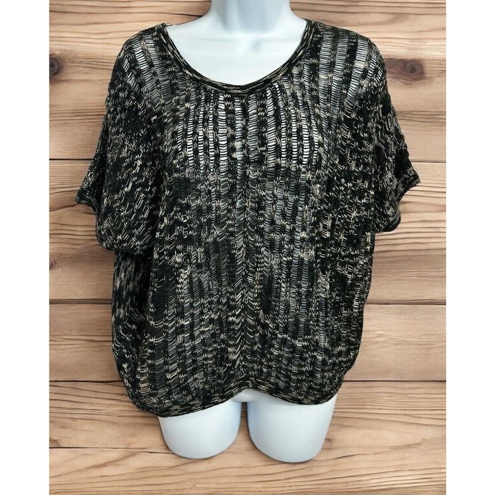 Kensie Girl Brown Pullover Sweater Sz S Oversized Loose Knit Semi Sheer Boxy